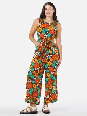 Princess Highway Fall Floral Jumpsuit | Retro Wide Leg | US 4